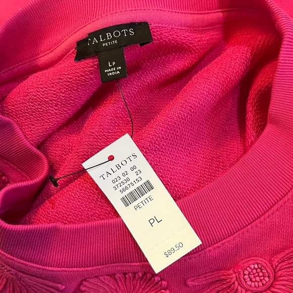 Talbots Petite Large Pink Floral Embroidered Women's Top - Picture 5 of 6